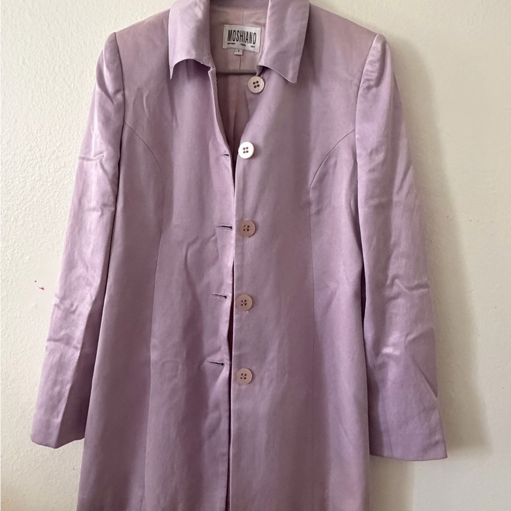 Moschino Pastel Lavender Single-Breasted Coat